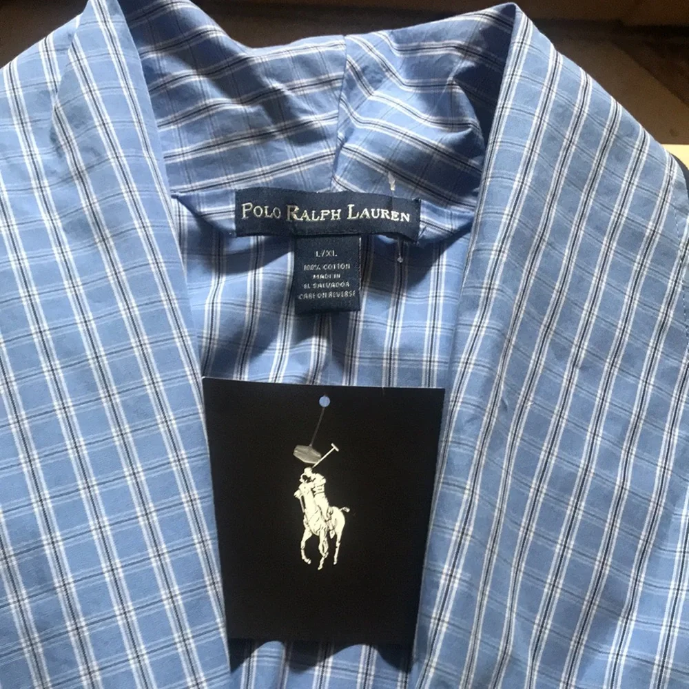 POLO RALPH LAUREN MENS ROBES L/XL P232 4Y BL/W/B - Picture 2 of 12